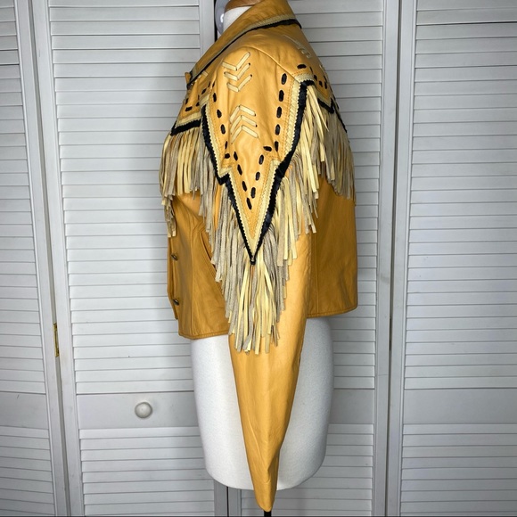 Western leather fringe jacket, Pioneer Wear size medium - Picture 5 of 13